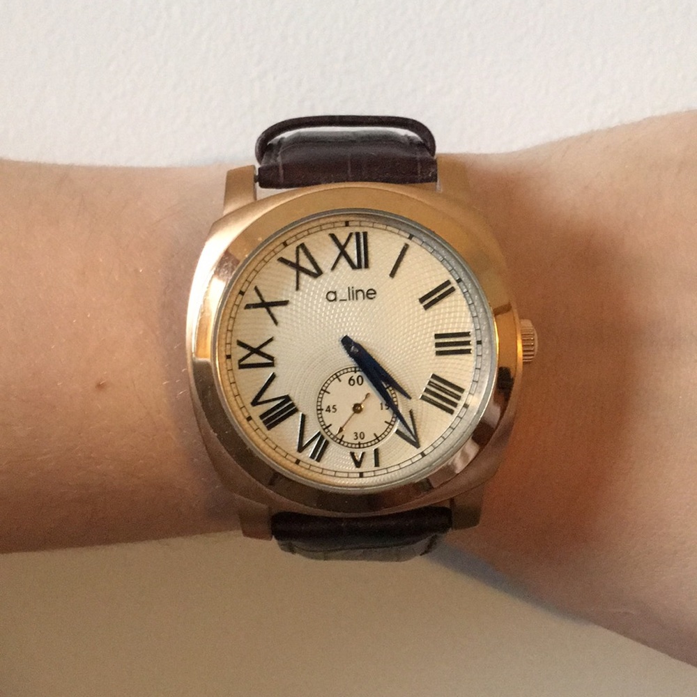 A_Line leather embossed strap watch